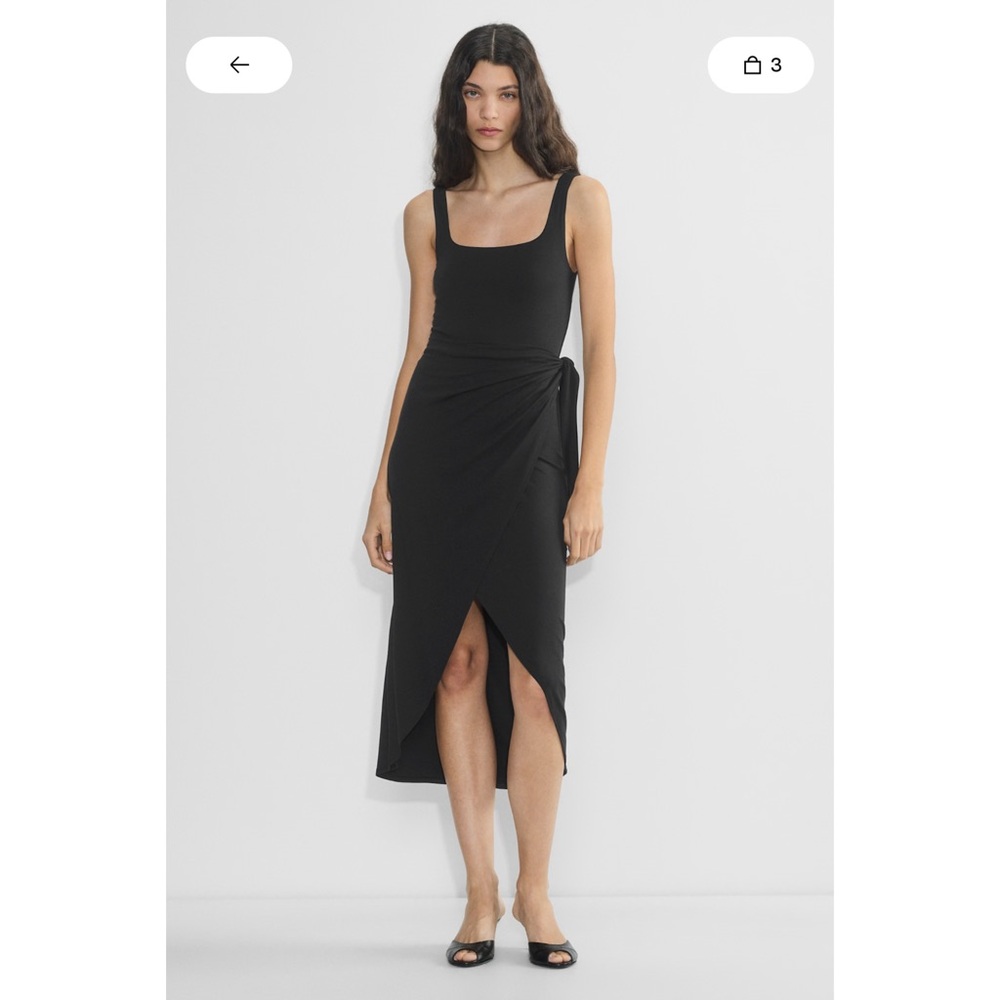 Aritzia Black Midi Wrap Dress